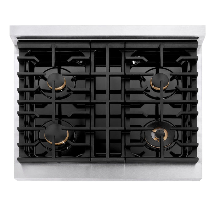 ZLINE 36" Paramount Gas Rangetop DuraSnow® Stainless Steel Brass Burners SRTS-BR-36