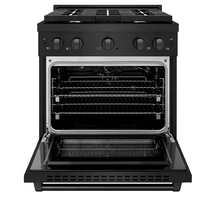 ZLINE 30"Paramount Dual Fuel Range Black Stainless Steel, SDRB-30