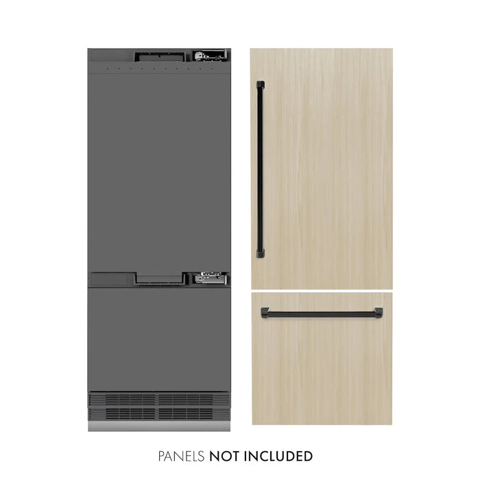 ZLINE 30" Panel Ready Built-In Bottom Freezer Refrigerator,Water Dispenser, Ice Maker,Graphite Gray, Matte Black GRBIVZ-30-MB