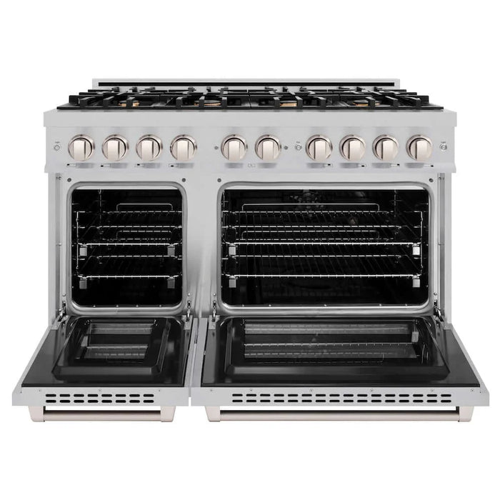 ZLINE 48" Select Dual Fuel Range Gas Cooktop Electric Convection Oven DuraSnow® Stainless Steel Brass Burners HDRS-BR-48