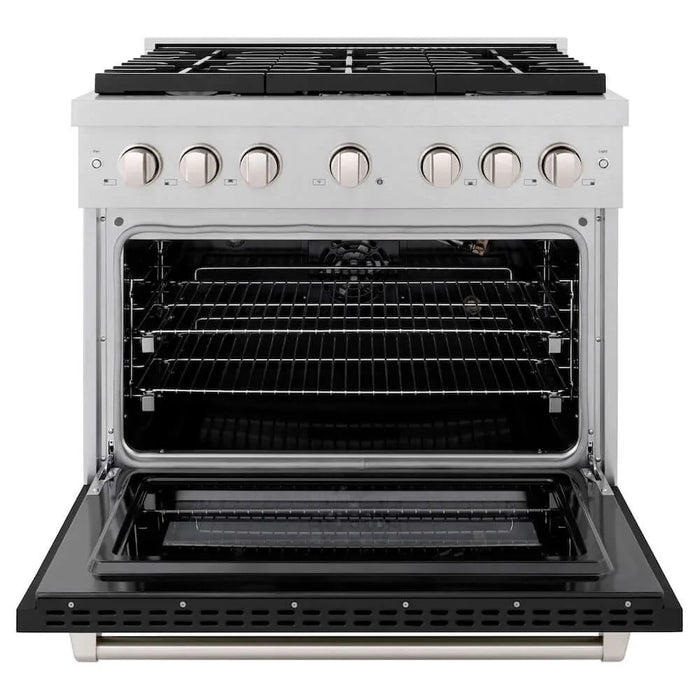 ZLINE 36"Gas Range, Convection Gas Oven, DuraSnow® Black Matte, SGRS-BLM-36