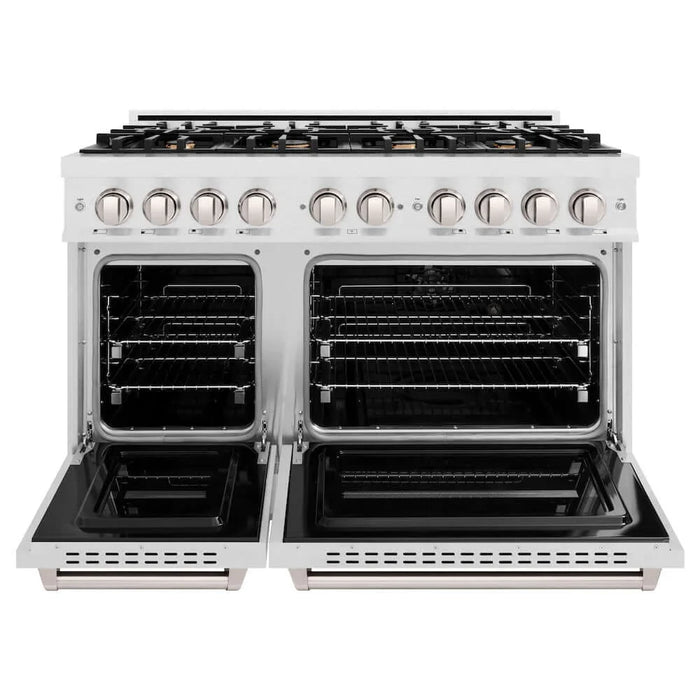 ZLINE 48" Classic Gas Range, Convection Gas Oven DuraSnow® Stainless Steel, Brass Burners CGRS-BR-48