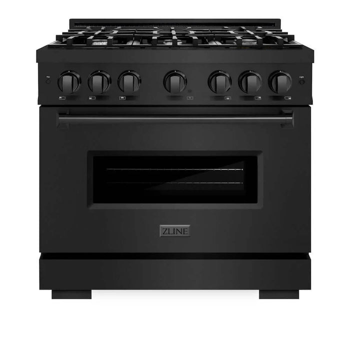 ZLINE 36" Classic Gas Range, Convection Gas Oven Black Stainless Steel, CGRB-36