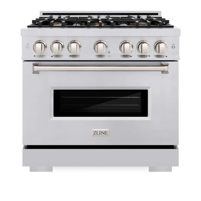 ZLINE 36" Classic Gas Range, Convection Gas Oven, Stainless Steel, Brass Burners, CGR-BR-36