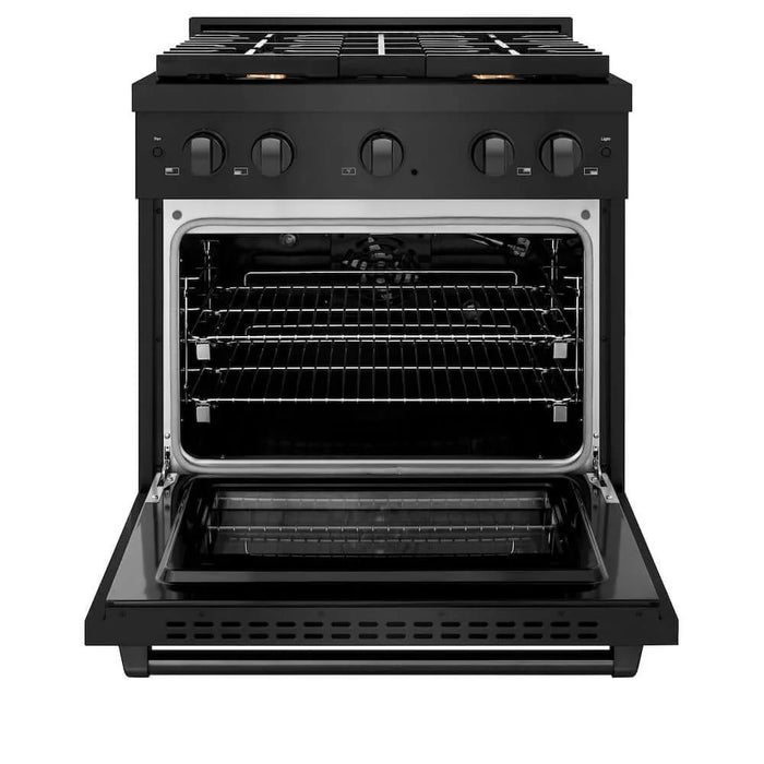 ZLINE 30 in.Gas Range, Convection Gas Oven, Brass Burner, Black Stainless Steel, SGRB-BR-30
