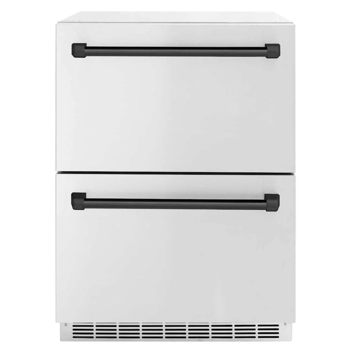 ZLINE 24" Touchstone 168 Can Outdoor-Rated Dual Refrigerator Drawer, Matte Black, RDSOZ-ST-24-MB