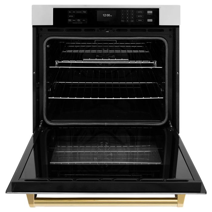 ZLINE 30" Autograph Edition Professional True Convection Single Wall Oven, Air Fry, Self Clean, Stainless Steel, Gold WASZ-30-G
