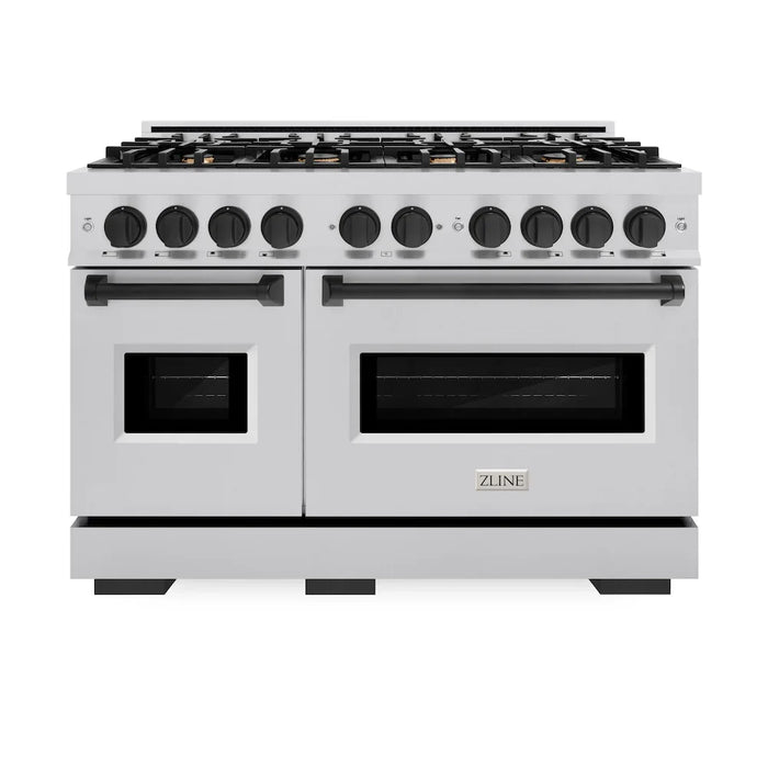 ZLINE 48" Dual Fuel Range, Gas Cooktop, Electric Convection Oven Stainless Steel, Matte Black CDRZ-48-MB