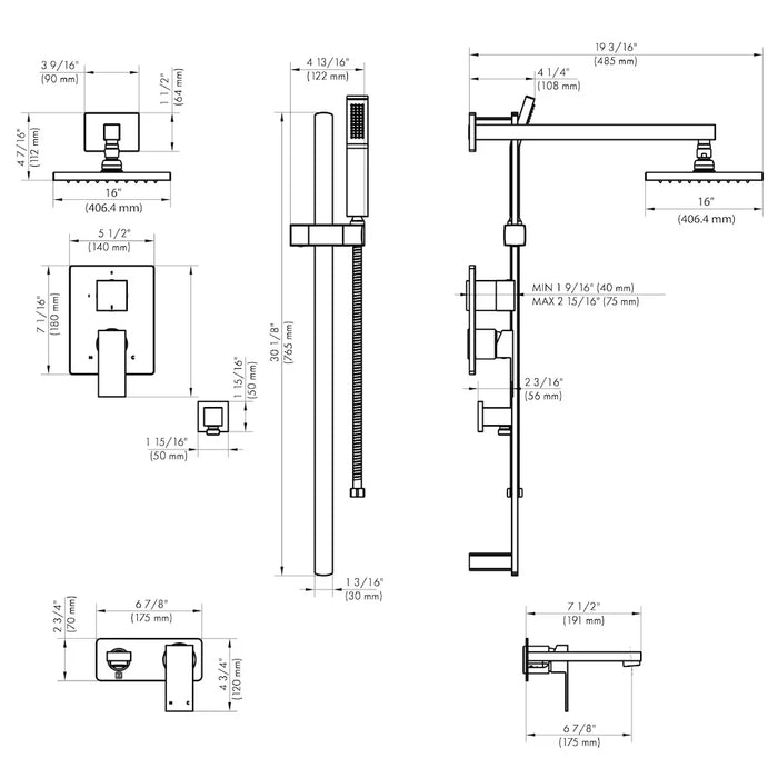 ZLINE Bliss Shower System Oversized Shower Head, BLS-SHS16-CH