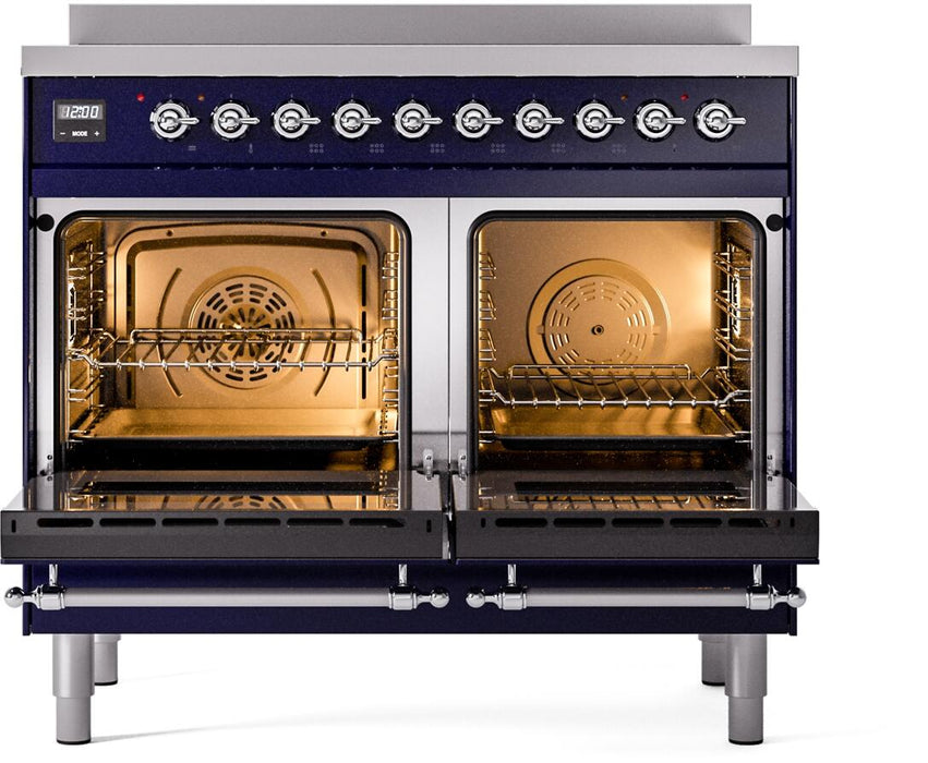 ILVE Nostalgie II 40" Electric Range, Blue, Chrome Trim  UPDI406NMPMBC