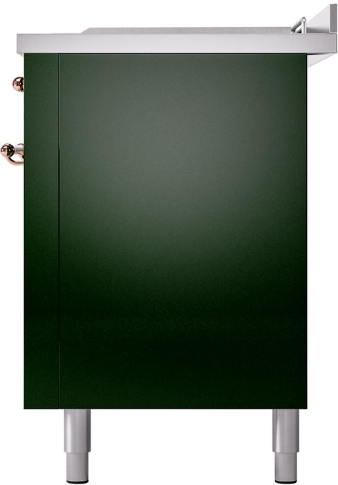 ILVE Nostalgie II 60" Dual Fuel Natural Gas Range, Emerald Green, Copper Trim UP60FSNMPEGP