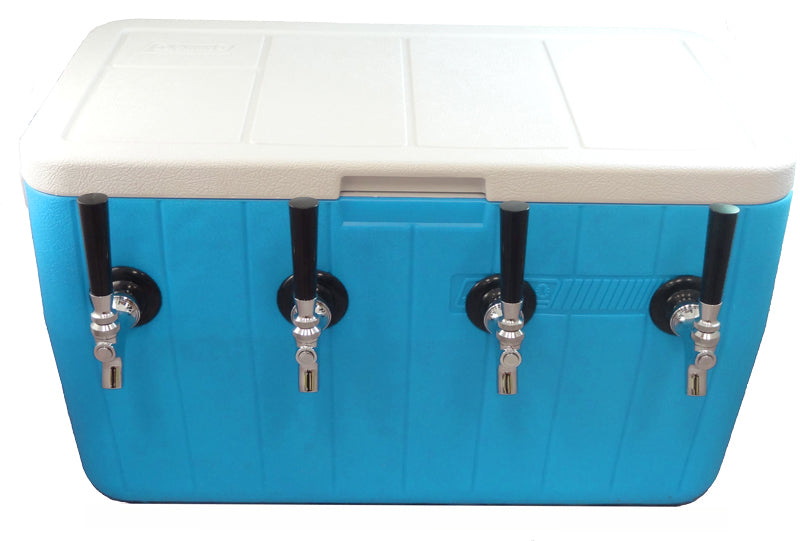 70' SS Coil Four Faucet Draft Beer Jockey Box - Stainless Steel Contact