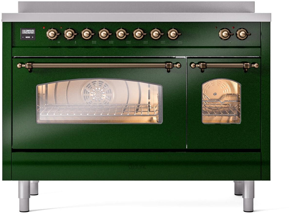 ILVE Nostalgie II 48" Electric Range, Emerald Green, Bronze Trim UPI486NMPEGB
