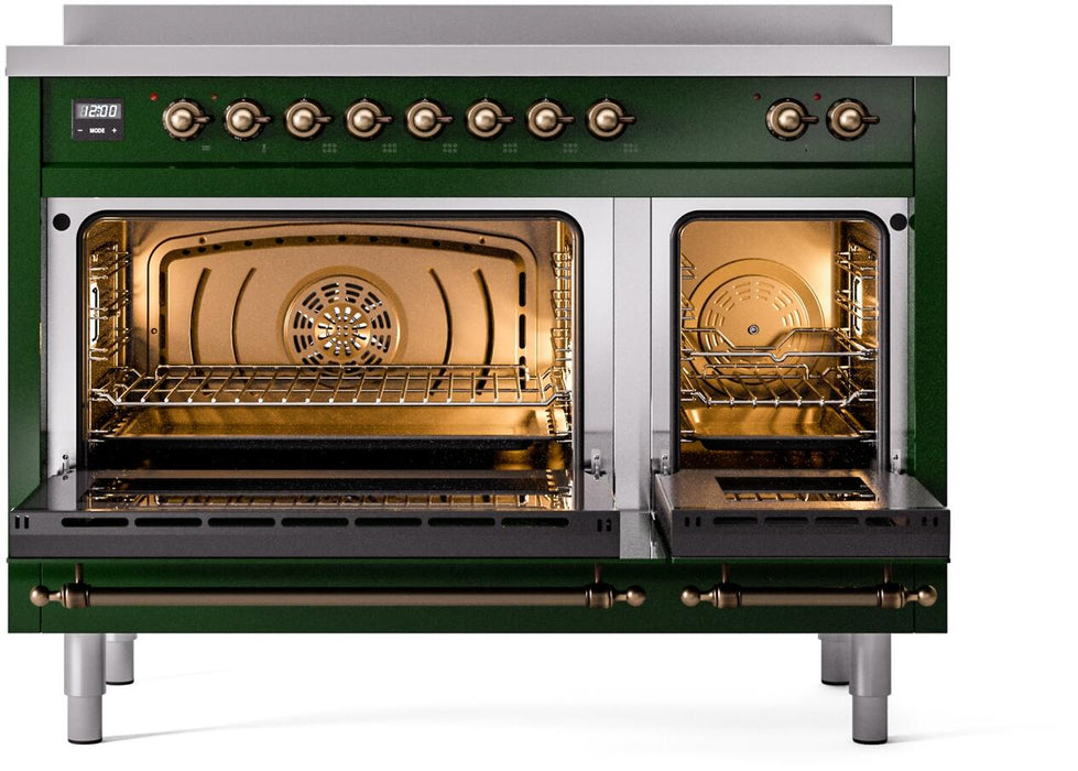 ILVE Nostalgie II 48" Electric Range, Emerald Green, Bronze Trim UPI486NMPEGB