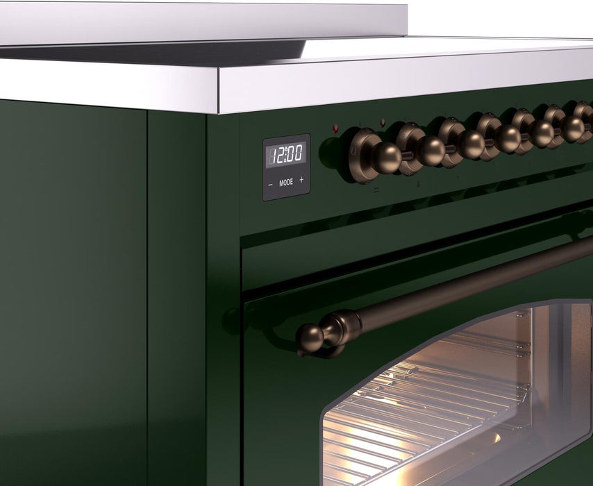 ILVE Nostalgie II 48" Electric Range, Emerald Green, Bronze Trim UPI486NMPEGB