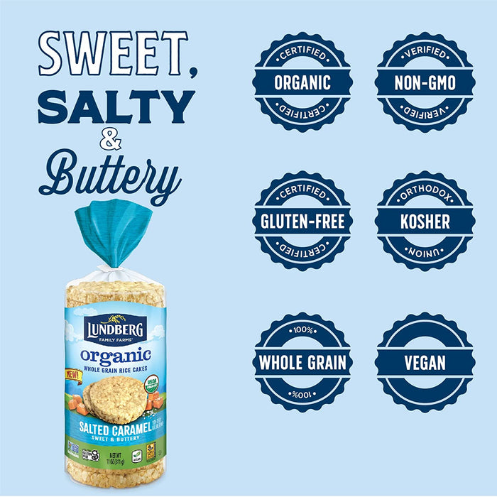 Lundberg Family Farms Rice Cakes, Salted Caramel, 6 - 11 oz Packages