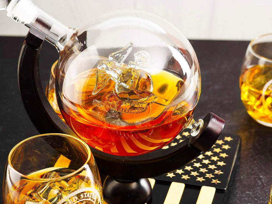 Marine Decanter Set With 4 Whiskey Glasses 1000ml Marines Gift Decanter by The Wine Savant