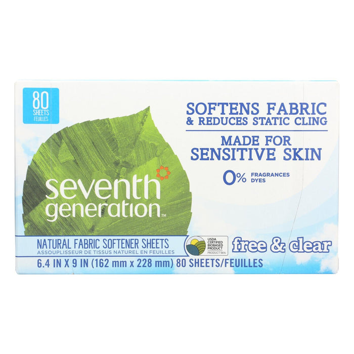 Seventh Generation Fabric Softener Sheets - Fresh & Clear - 80 Sheets