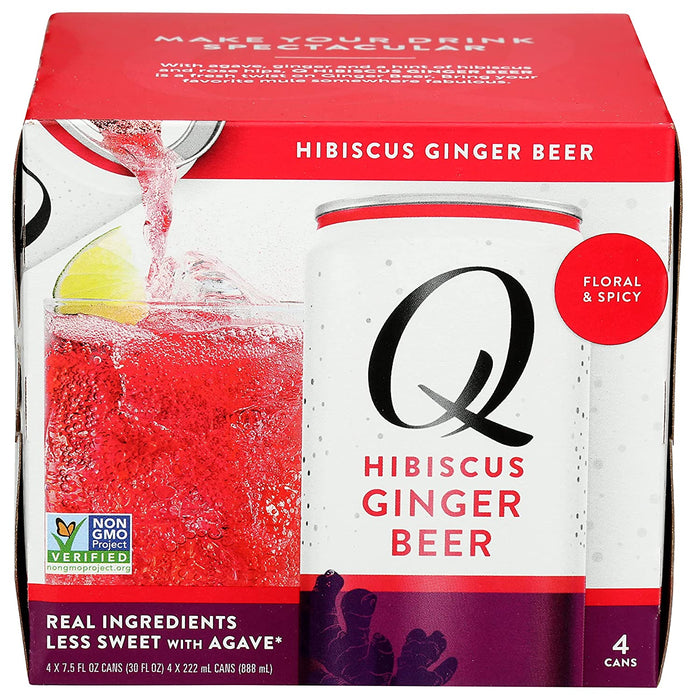 Hibiscus Ginger Beer Soda by Q Drinks 4.7 Fl Oz (Pack of 6)