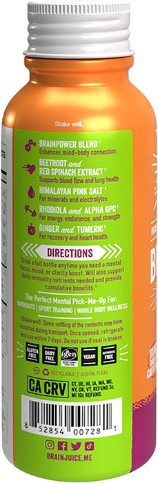 Brain Juice Pre-Workout Pomegranate Acai Active Shots (Pack of 12 - 2.5 Oz.)