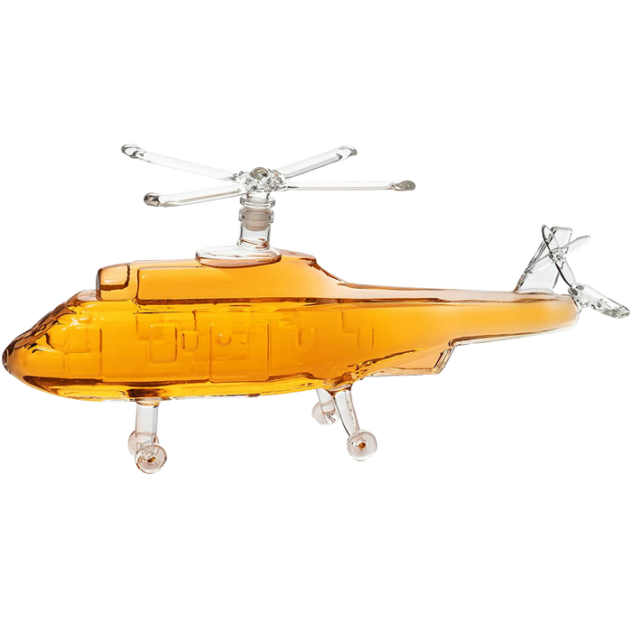 Helicopter Wine & Whiskey Decanter Black Hawk Chopper 8" x 16" The Wine Savant - Heli Gifts for Men - Glass Helicopter Figurine Gift, Bourbon and Scotch Decanter - Military Veteran Gifts - 750ml