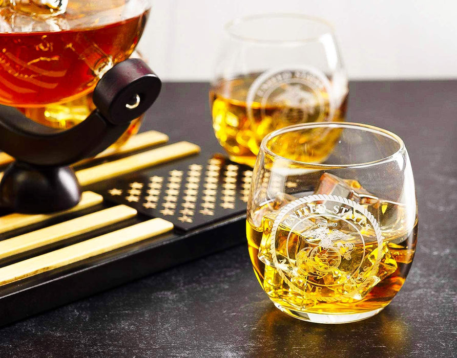 Marine Decanter Set With 4 Whiskey Glasses 1000ml Marines Gift Decanter by The Wine Savant