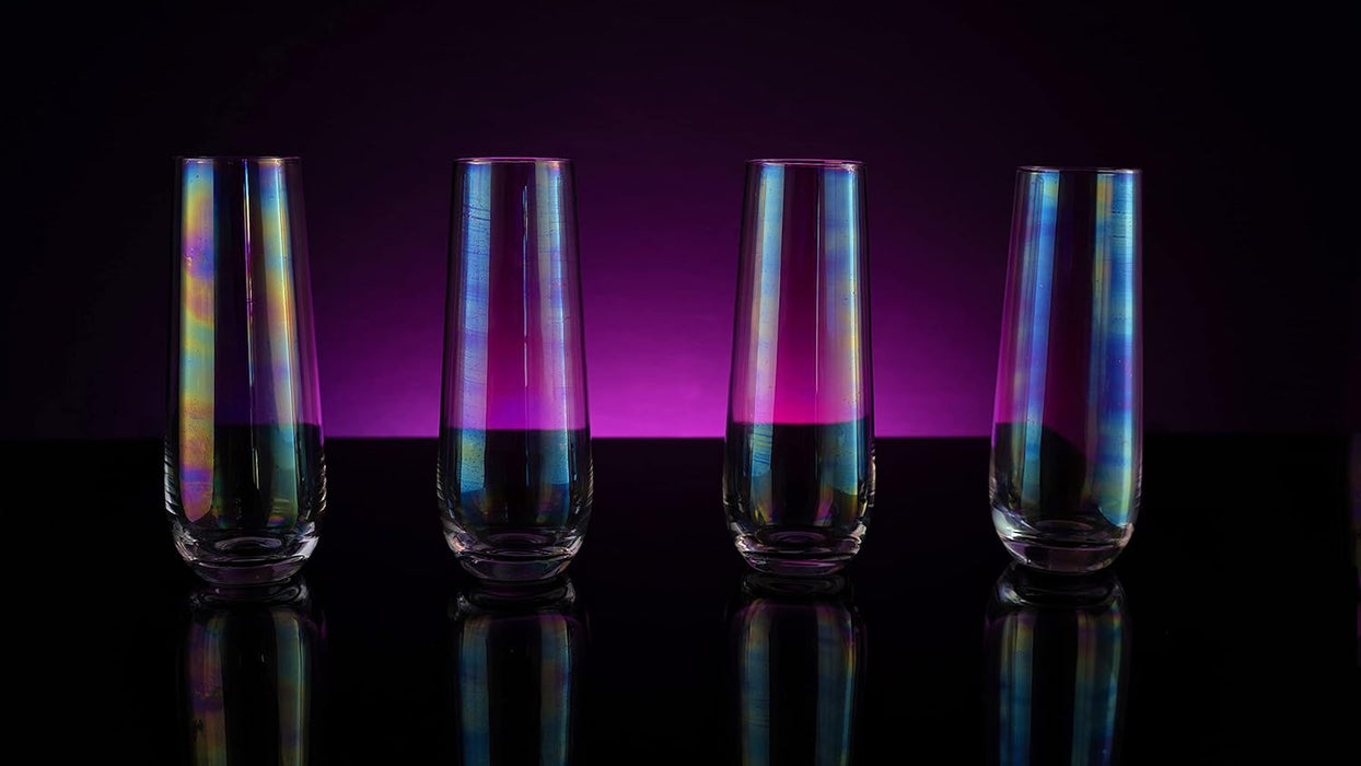 Iridescent Luster Pearl Radiance Set of 4 Wine Glasses 10oz - Radiant and Nostalgic Large Red or White Wine Glass, Entertaining An Ethereal Experience