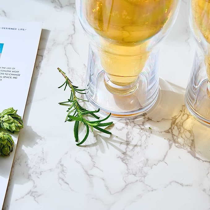 Unbreakable Insulated Beer Glasses - Set of 2 - 17 oz Capacity Reusable Pilsner Glasses Shatterproof Tritan Glass, Upside Down Bottle Design, Pub Mug, Freezable Glass for Beer Lovers Indoor & Outdoor