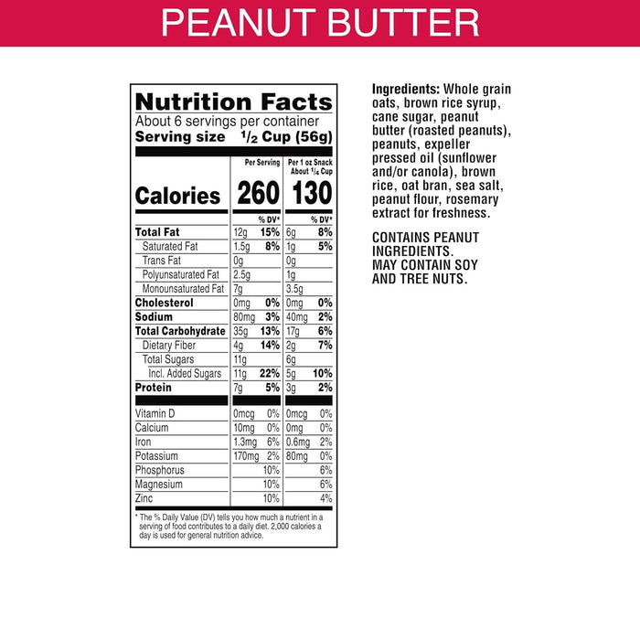 Bear Naked Granola, Peanut Butter, 12 oz, (Pack of 6)