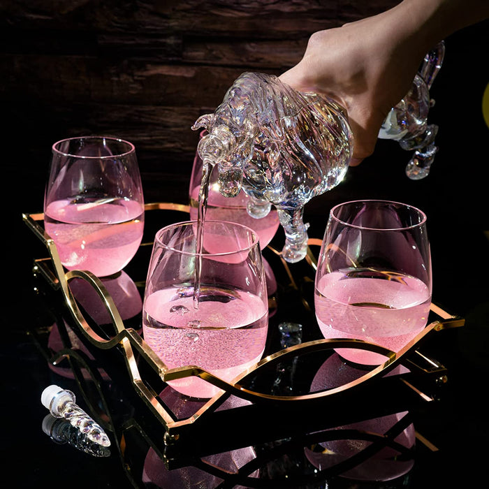 Iridescent Unicorn Wine Whiskey Decanter Set 750ml
