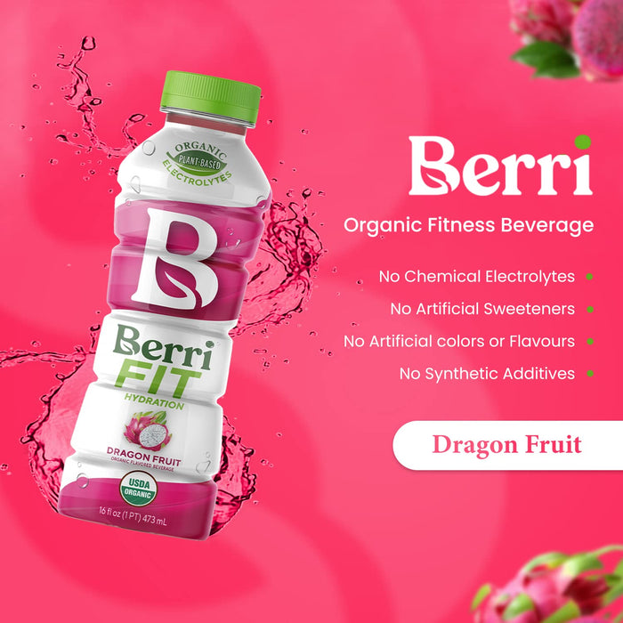 Berri Pro Dragon Fruit Plant-Based Fitness Beverage, 12 Pack, 16 Oz. Each