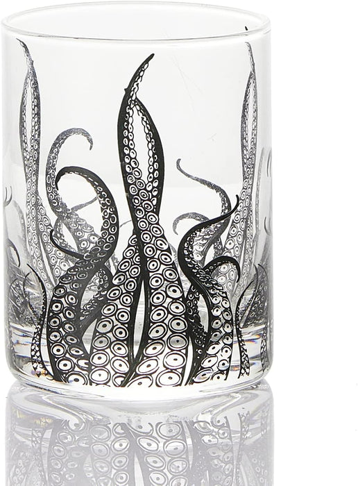 Octopus Tentacle Whiskey Glassware | Set of 2 | 9 OZ Handmade Craft Beer, Cocktail, Water, Bar Rock Glass - Kraken Tumbler Gift Set, Old Fashioned Rocks Glasses, Antique Design Extraordinary Detail