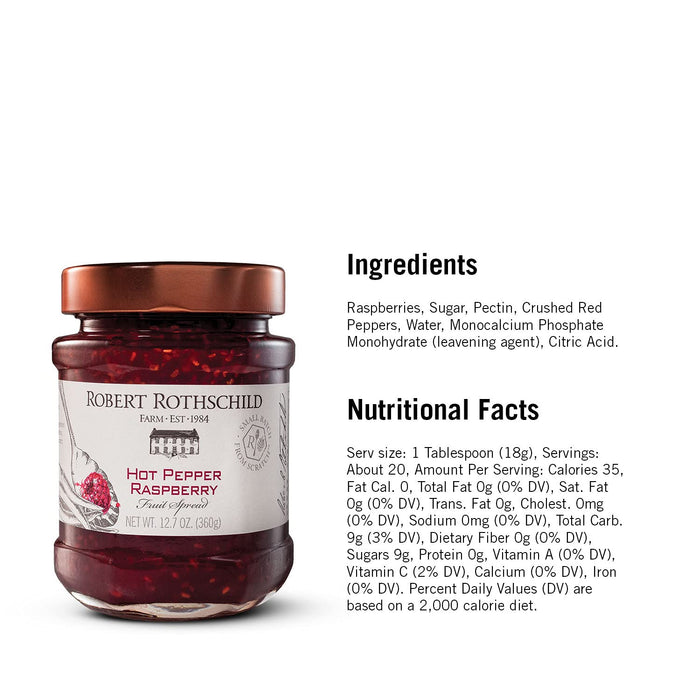 Robert Rothschild Farm Hot Pepper Raspberry Fruit Spread | 4.9 oz (Case of 12)
