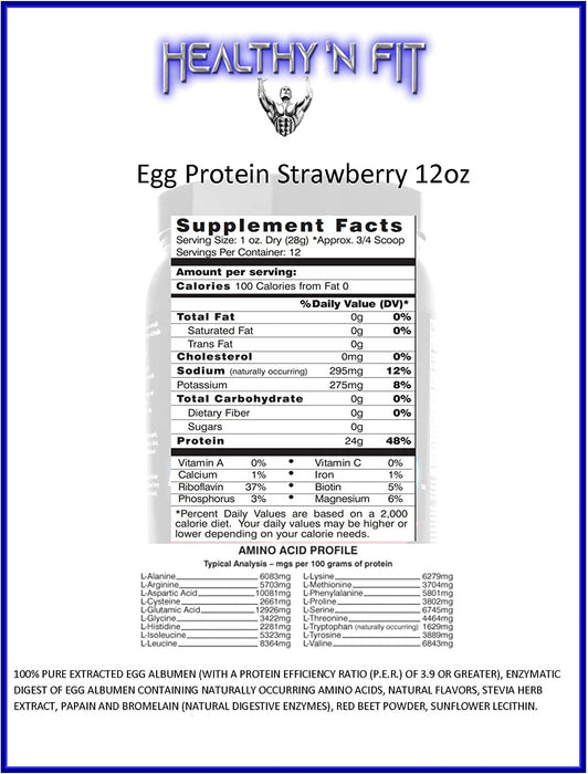Healthy 'n Fit Egg Protein 100% - Strawberry Passion - 12 Oz