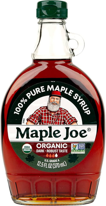 Maple Joe - Organic Dark Maple Syrup, 12.5 fl oz (Pack of 12) - Gluten-Free Kosher