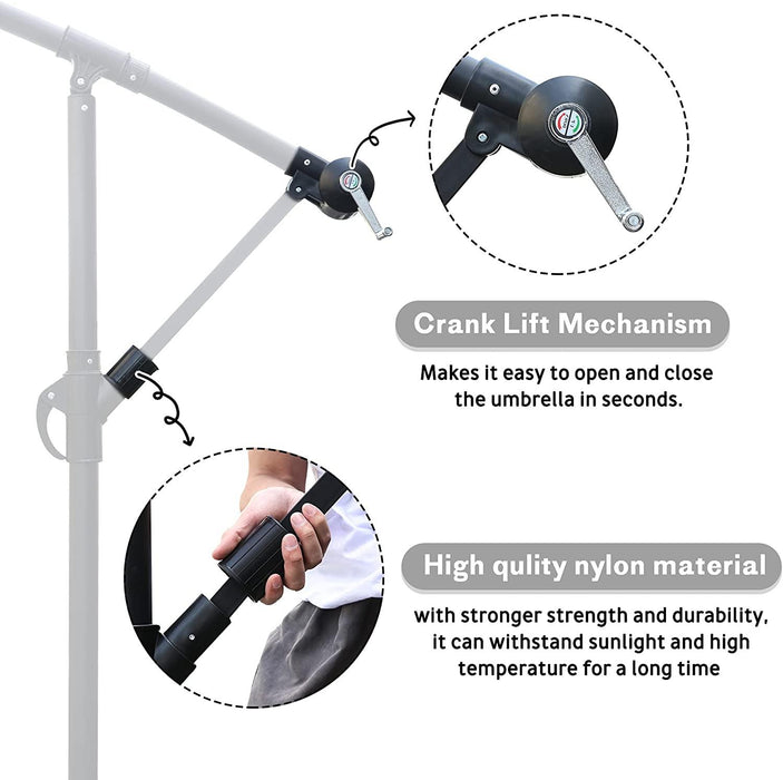 Offset Hanging Market Patio Umbrella w/Easy Tilt Adjustment for Backyard, Poolside, Lawn and Garden, Red