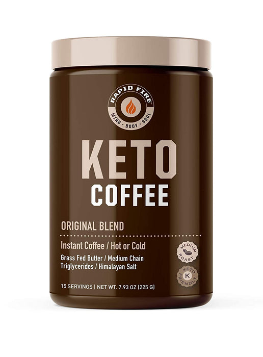 Rapid Fire Ketogenic Fair Trade Instant Keto Coffee Mix - Canister of 7.93 Oz