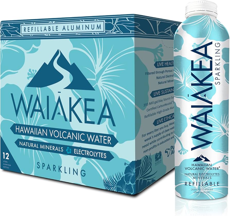 Waiakea - Hawaiian Volcanic Sparkling Water, 22.6 fl oz (Case of 12 ...