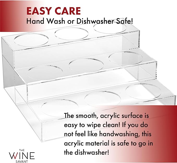 Acrylic Bottle Holder, Coffee Syrup Rack Display Case | 3-Tiered 9 Bottle | Wine Bar Bottle Rack, Clear Shelf Rack for Kitchen, Countertop, Fridge Pantry Storage Organizer - Wine, Soda, Cans, Liquor