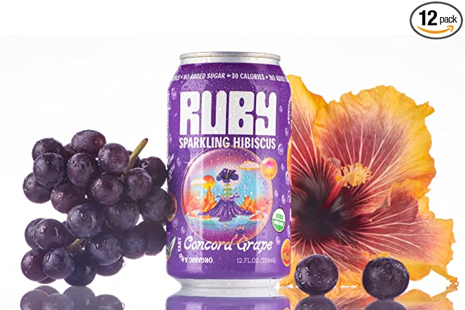 Ruby Hibiscus Sparkling Hibiscus-Concord Grape Juice - 12 fl. oz. - Case of 12