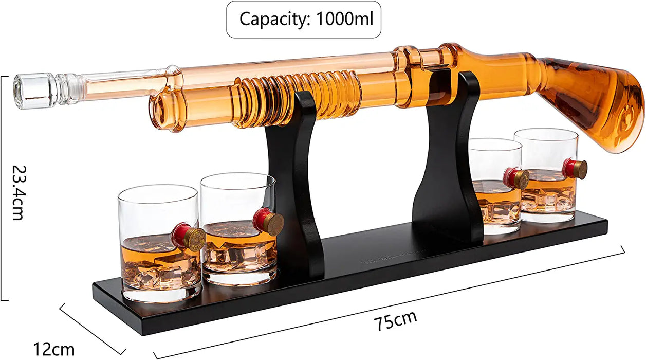 Shotgun Whiskey Decanter Set - 800 ml & 4 12oz Bullet Glasses