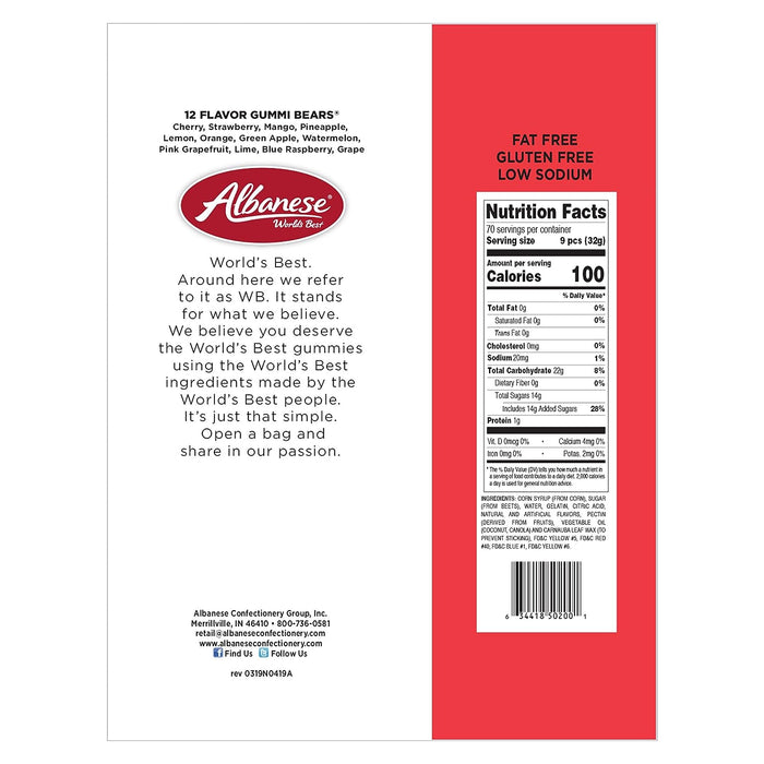 Albanese 12 Flavor Gummi Bear Assortment - 5 lb. Case