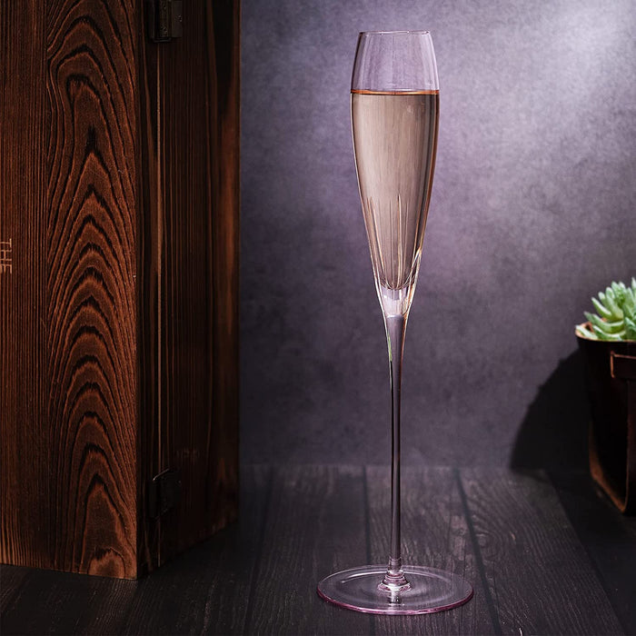 The Wine Savant Parisian Performance Glassware French Paris Collection Crystal Pink Glasses, Red & White Wines For Weddings Present Everyday Beautiful Gift Anniversary (Champagne)