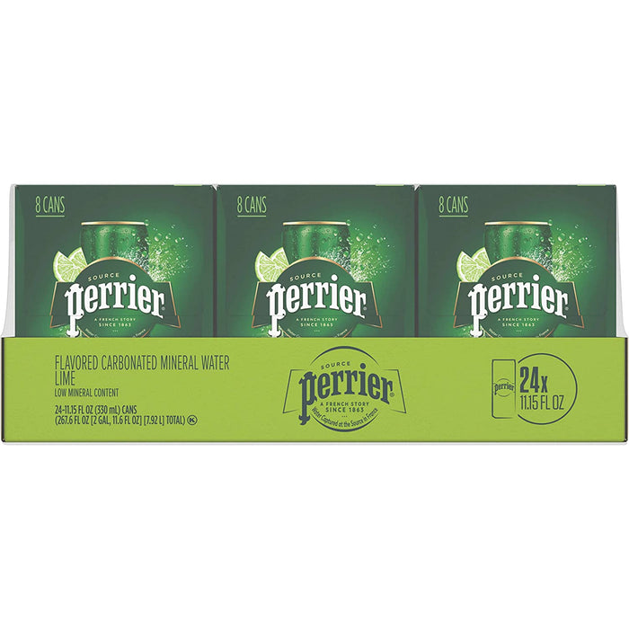 Perrier Sparkling Lime Mineral Water - 8.15 Oz Can, Pack of 3