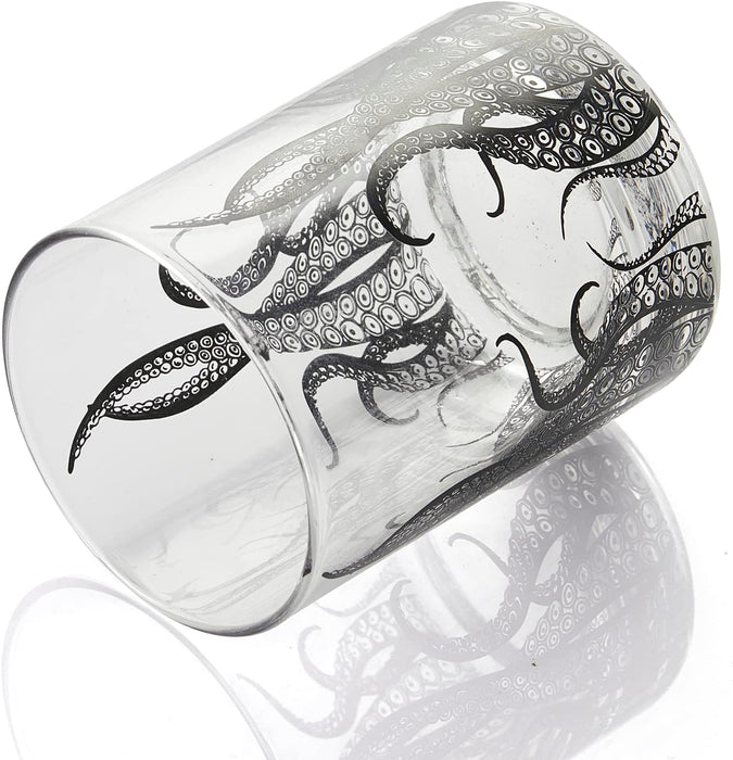 Octopus Tentacle Whiskey Glassware | Set of 2 | 9 OZ Handmade Craft Beer, Cocktail, Water, Bar Rock Glass - Kraken Tumbler Gift Set, Old Fashioned Rocks Glasses, Antique Design Extraordinary Detail