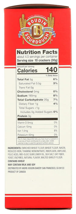 Boudin Sourdough Twice Baked Crackers - Pack of 12 - 5 Oz - Crispy, Tangy Snack