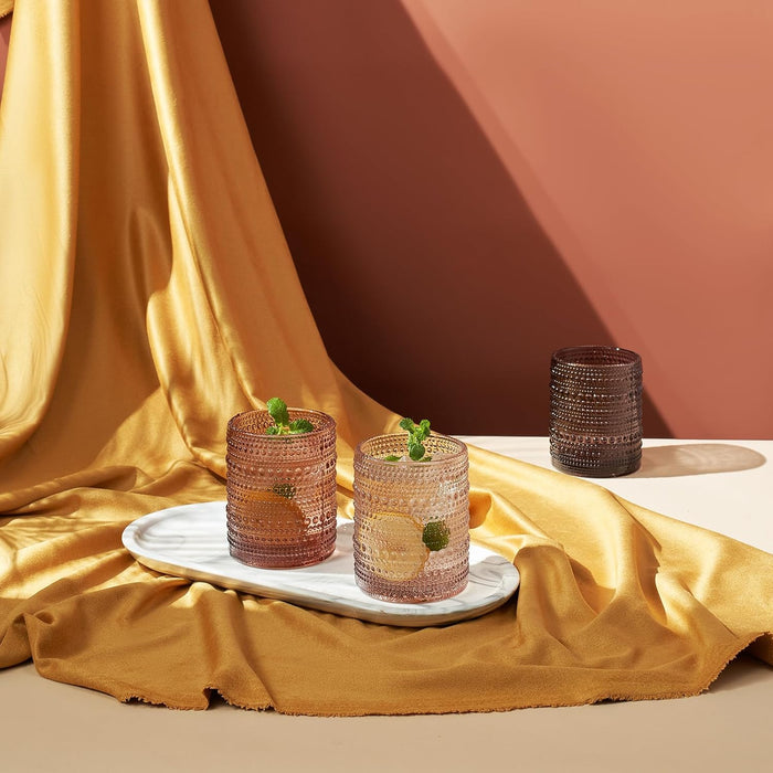 Hobnail Drinking Glasses, Venus Colors Beaded Tumbler Drinking Glasses Set | Set of 6