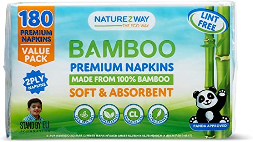 Naturezway Bamboo White Napkins - 12-Pack, 180-Count