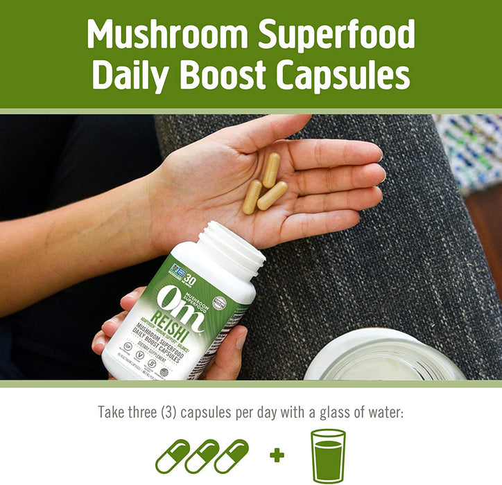 Om Mushroom Superfood Reishi Mushroom Capsules Superfood Supplement, 90 Count