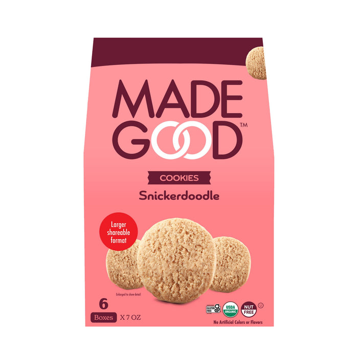 Made Good - Organic Snickerdoodle Cookies, 7 oz (Pack of 6) - Healthy Snack Cookies